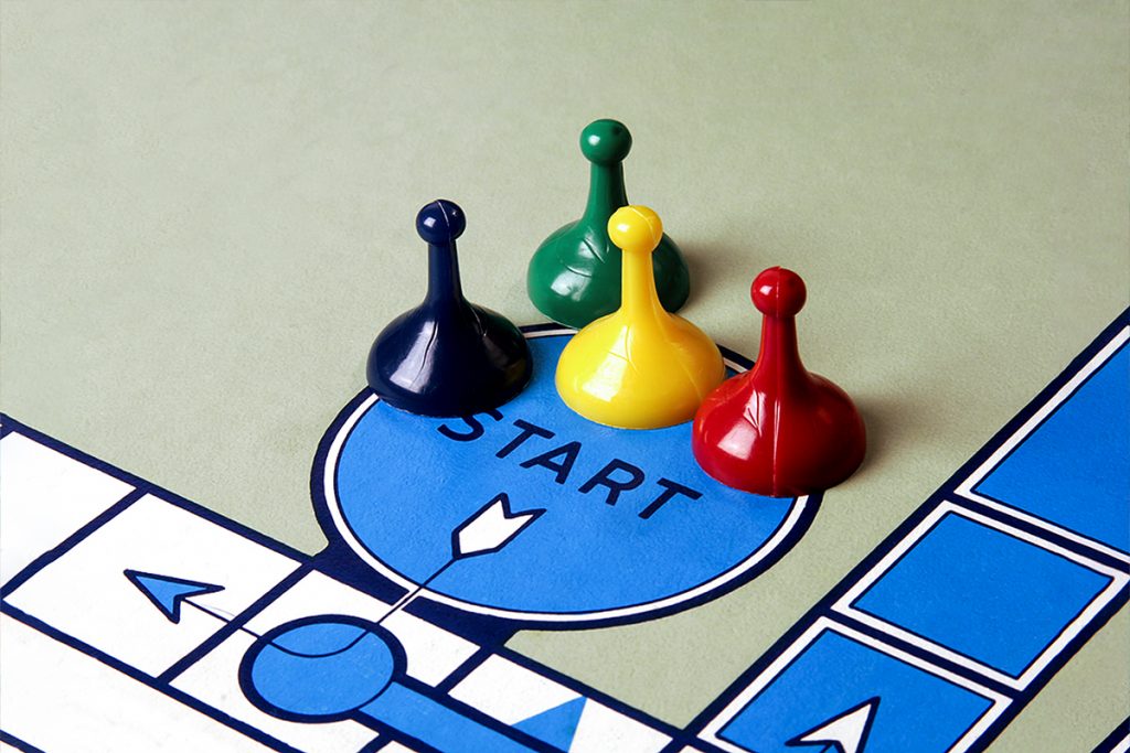 jogo de tabuleiro mostrando o local de início